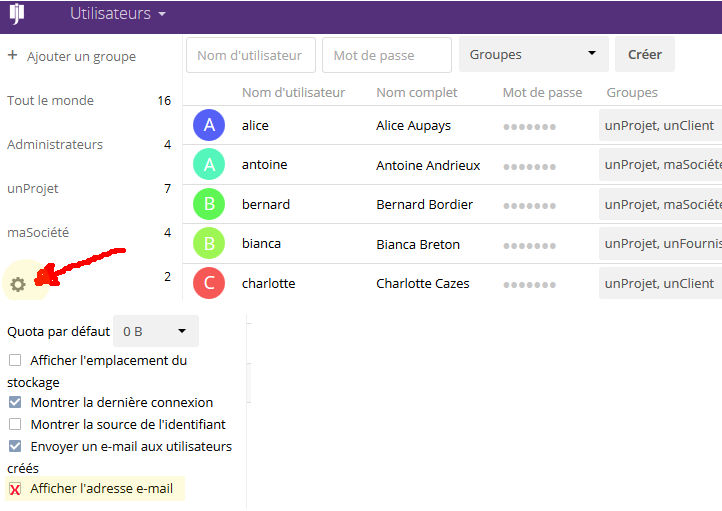 utilisateurs email1
